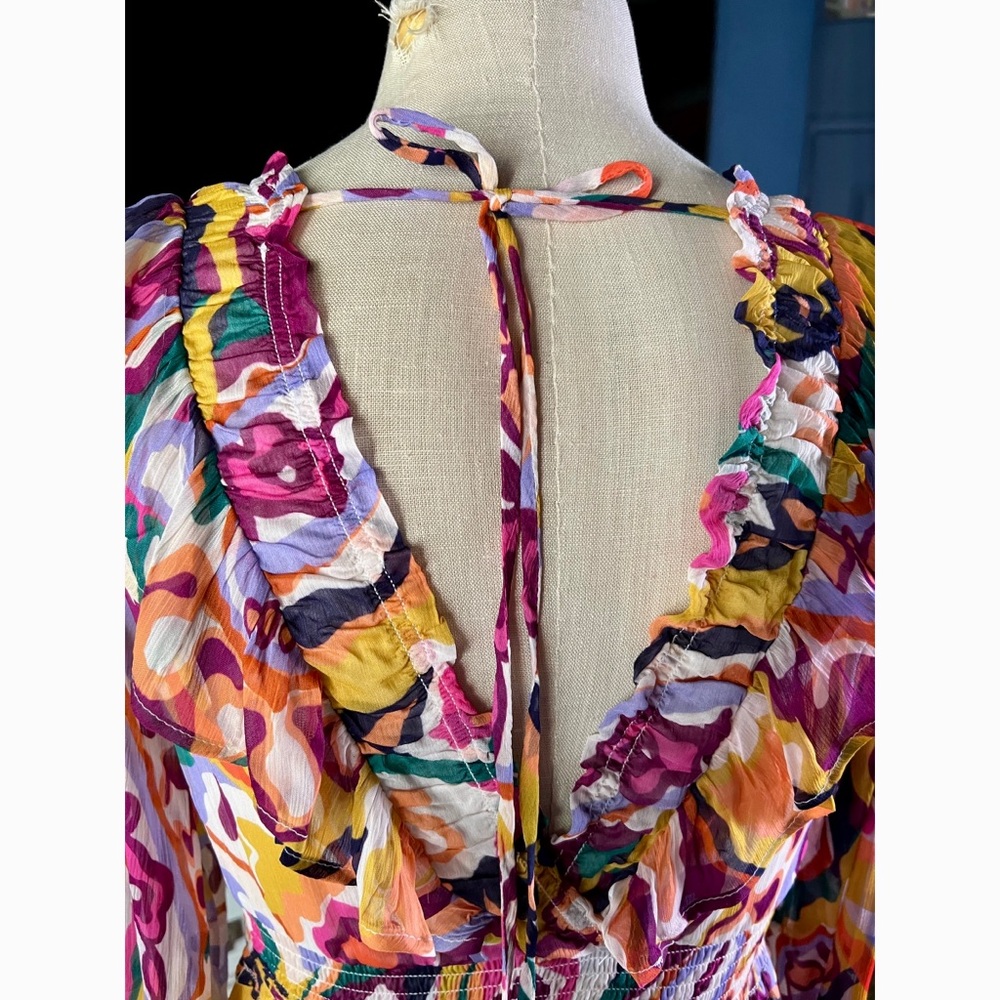 Anthropologie Odetta V-Neck Ruffle Maxi Dress M - Picture 14 of 16